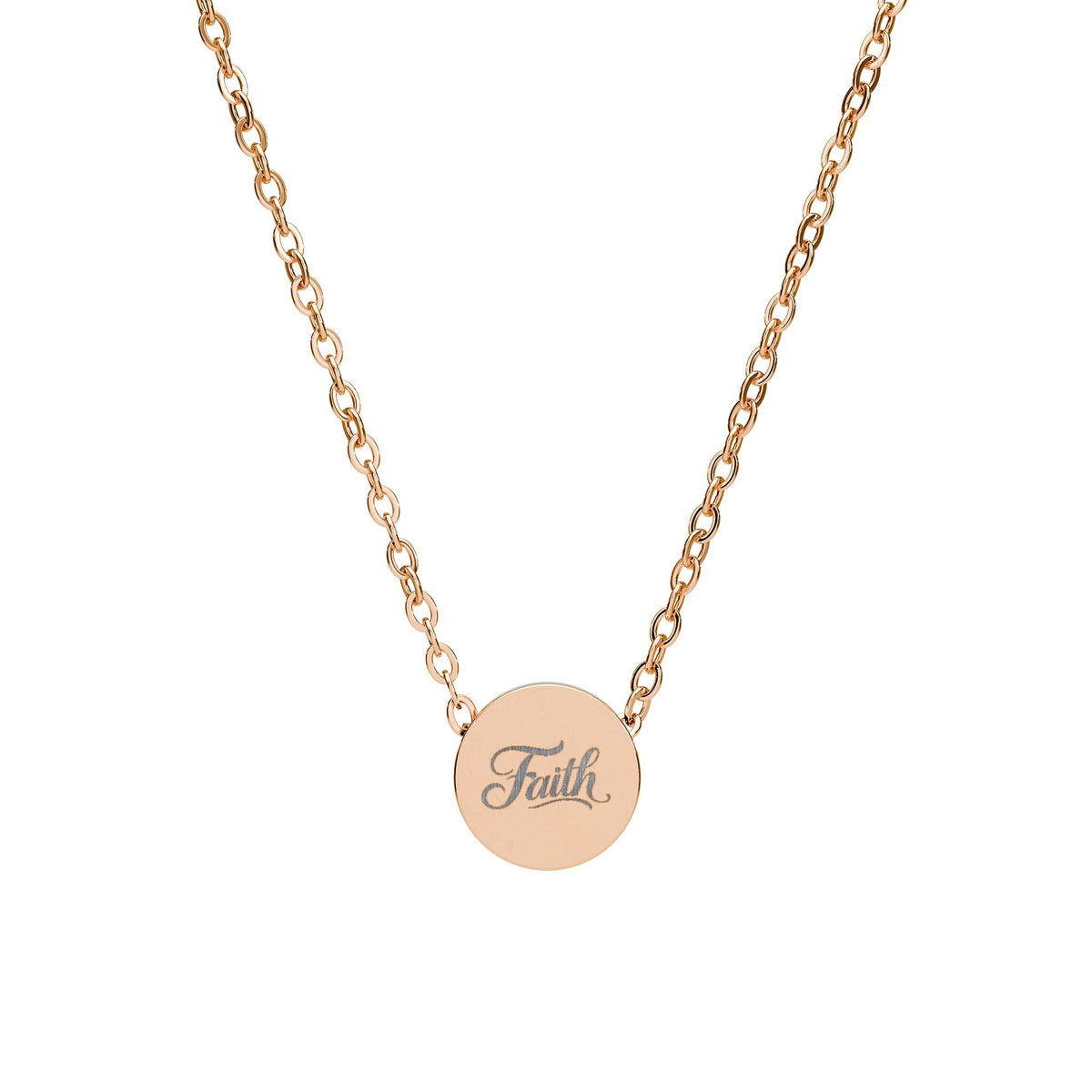 Mini Engraved Circle Necklace — Personalized 'Faith' Pendant