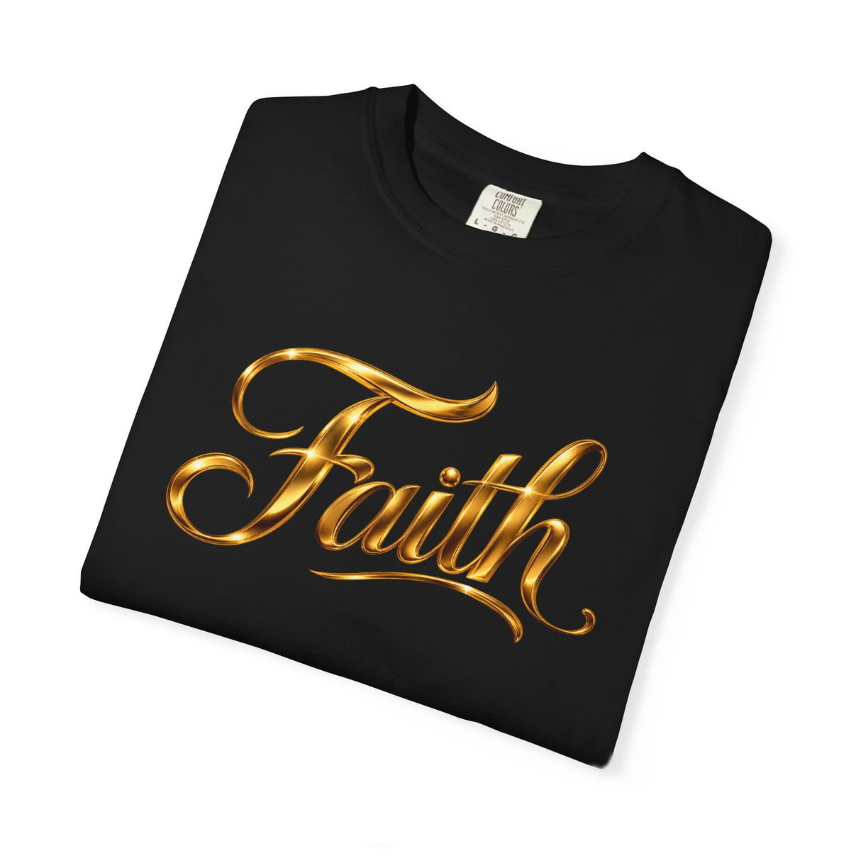 Faith Script T-Shirt — Gold Calligraphy Faith Tee