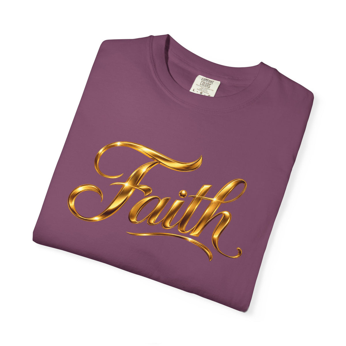 Faith Script T-Shirt — Gold Calligraphy Faith Tee