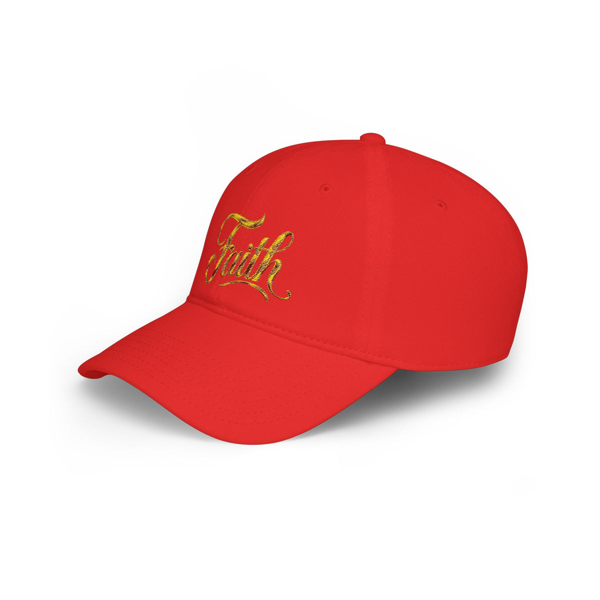 Faith Embroidered Baseball Cap - Gold Script Low Profile Hat