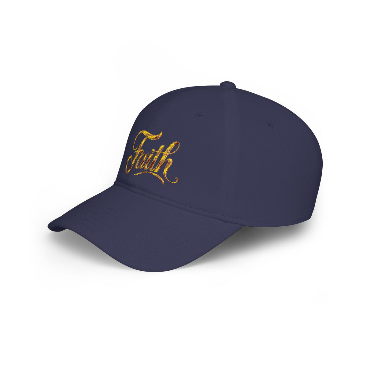 Faith Embroidered Baseball Cap - Gold Script Low Profile Hat