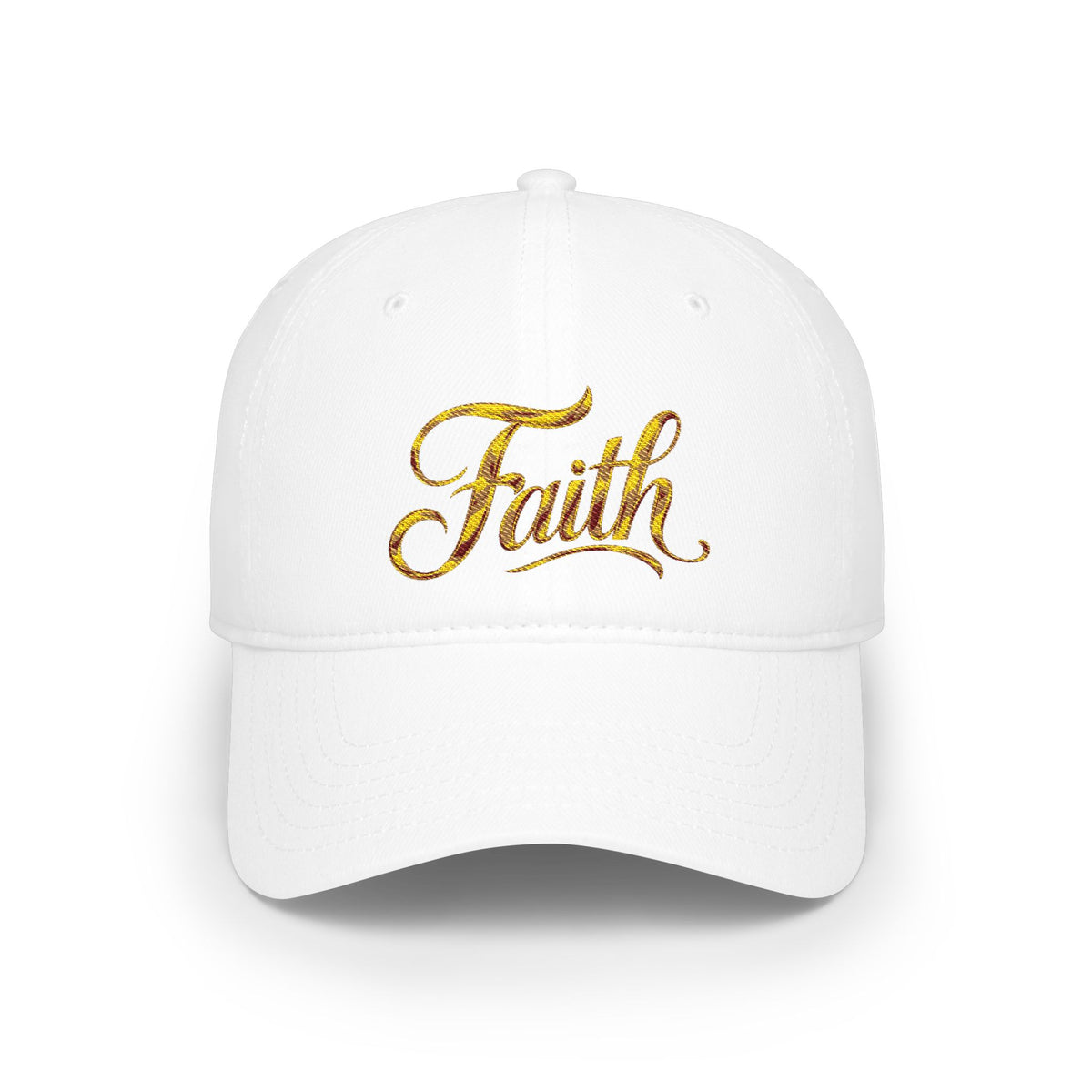 Faith Embroidered Baseball Cap - Gold Script Low Profile Hat
