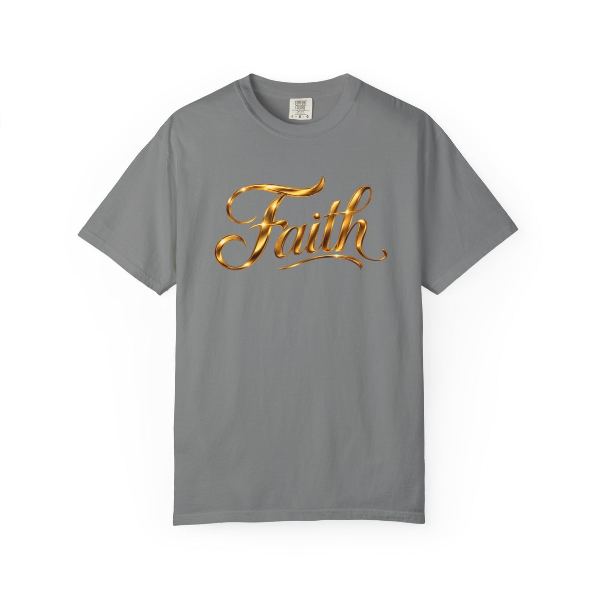 Faith Script T-Shirt — Gold Calligraphy Faith Tee