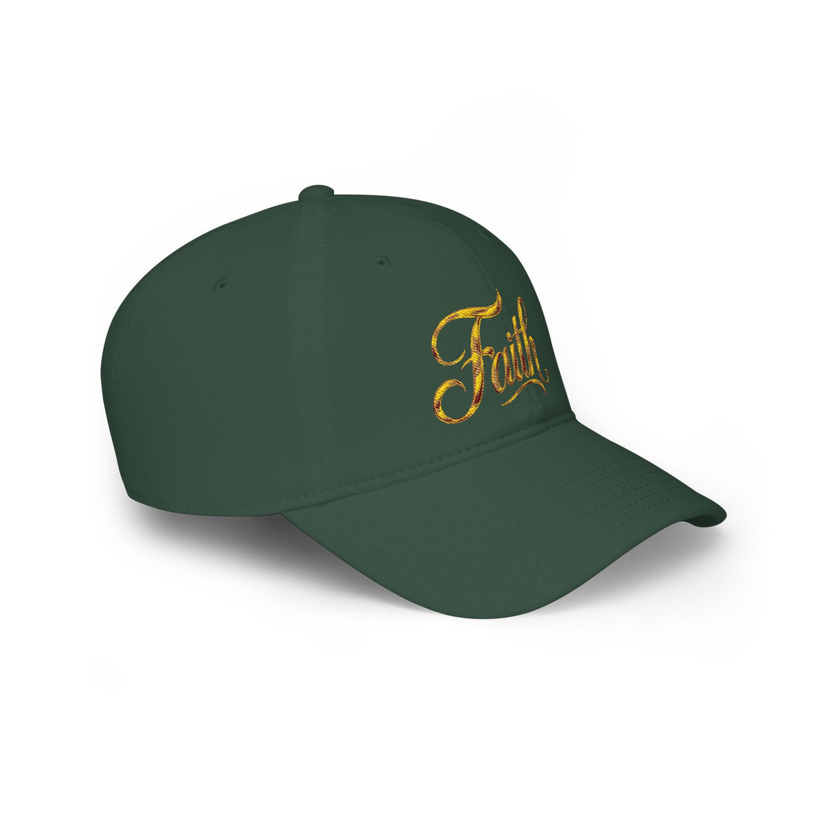 Faith Embroidered Baseball Cap - Gold Script Low Profile Hat