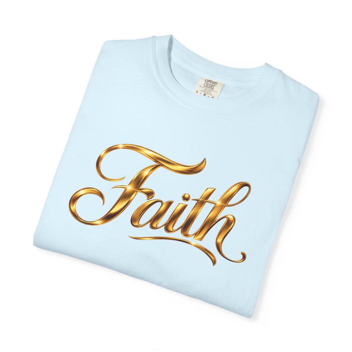 Faith Script T-Shirt — Gold Calligraphy Faith Tee
