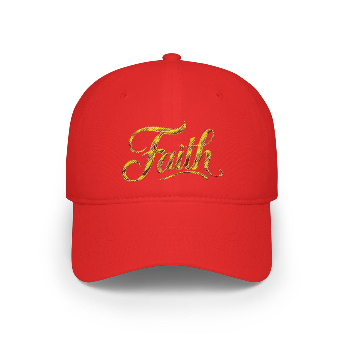 Faith Embroidered Baseball Cap - Gold Script Low Profile Hat