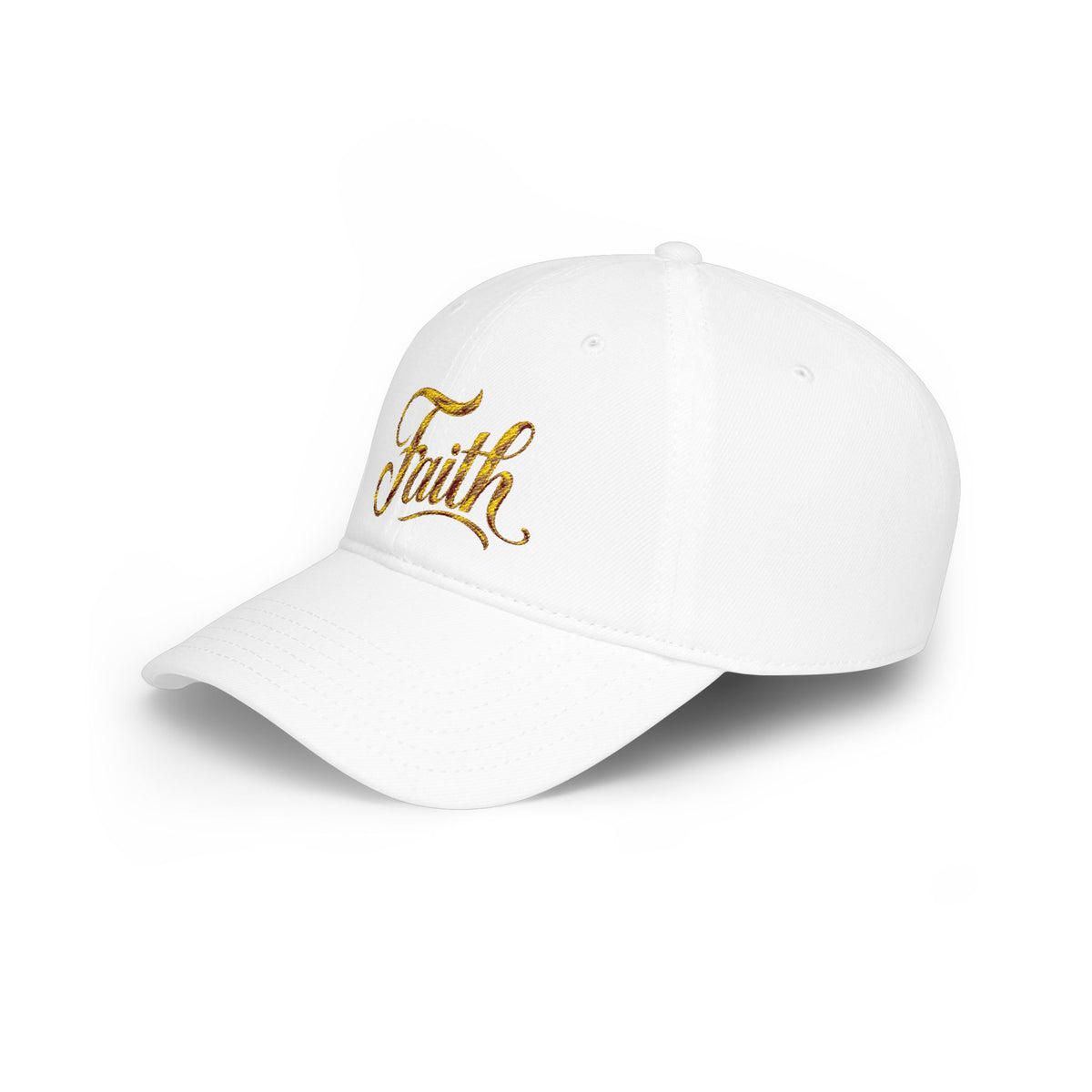 Faith Embroidered Baseball Cap - Gold Script Low Profile Hat