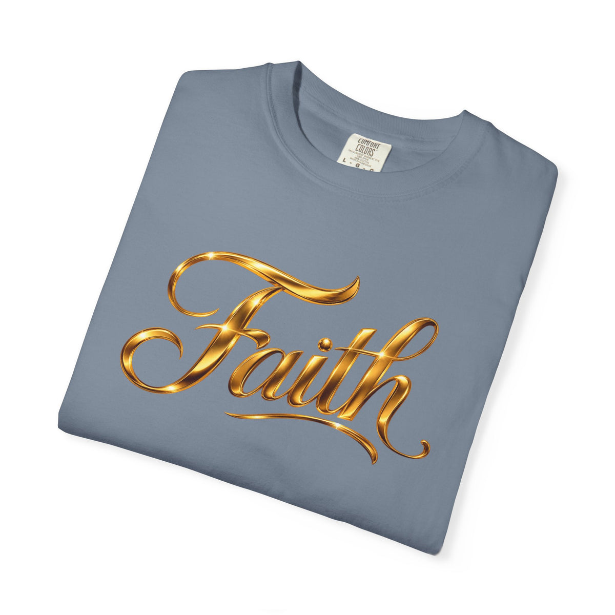 Faith Script T-Shirt — Gold Calligraphy Faith Tee