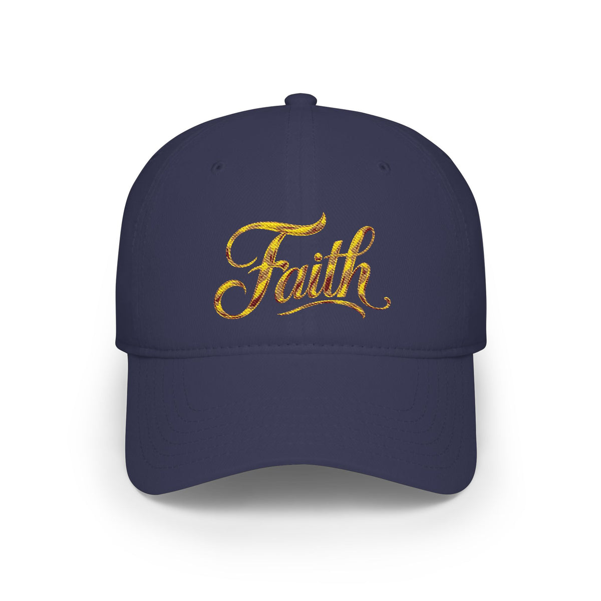 Faith Embroidered Baseball Cap - Gold Script Low Profile Hat