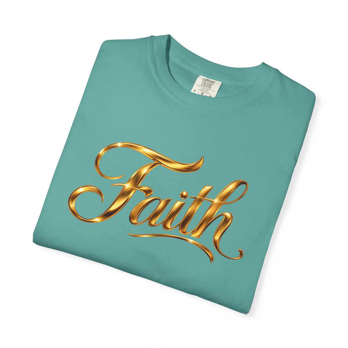 Faith Script T-Shirt — Gold Calligraphy Faith Tee