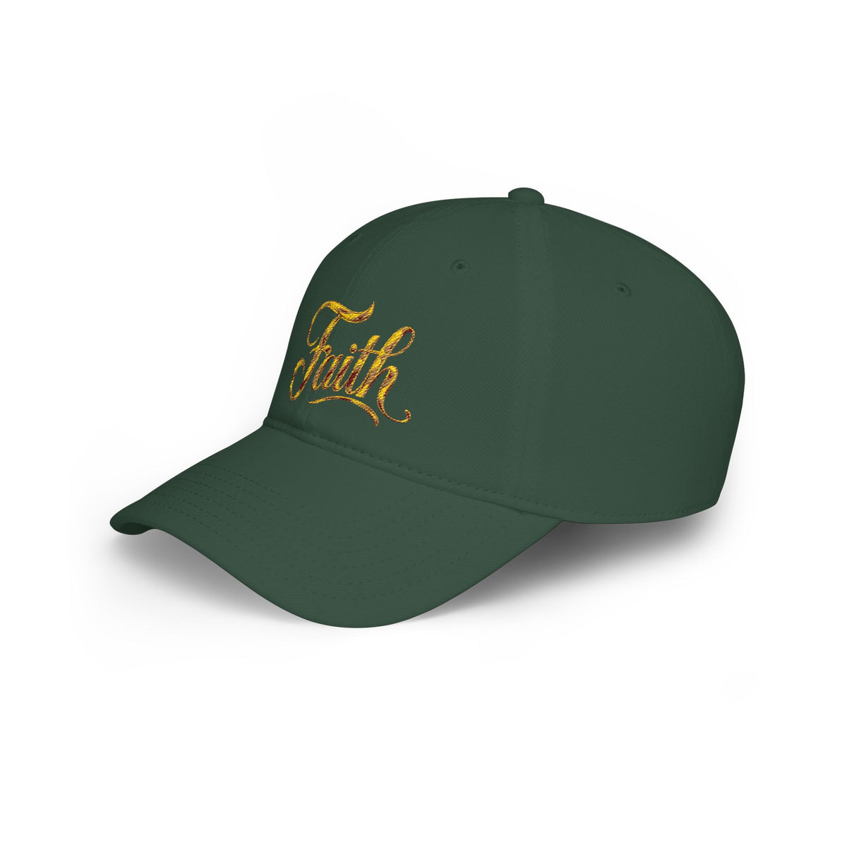 Faith Embroidered Baseball Cap - Gold Script Low Profile Hat