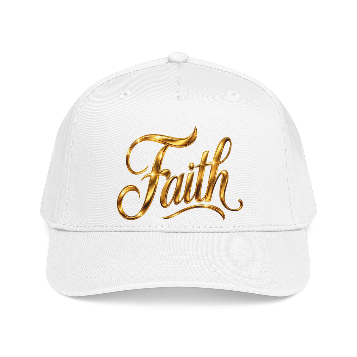 Faith Embroidered Baseball Cap — Gold Script Faith Hat