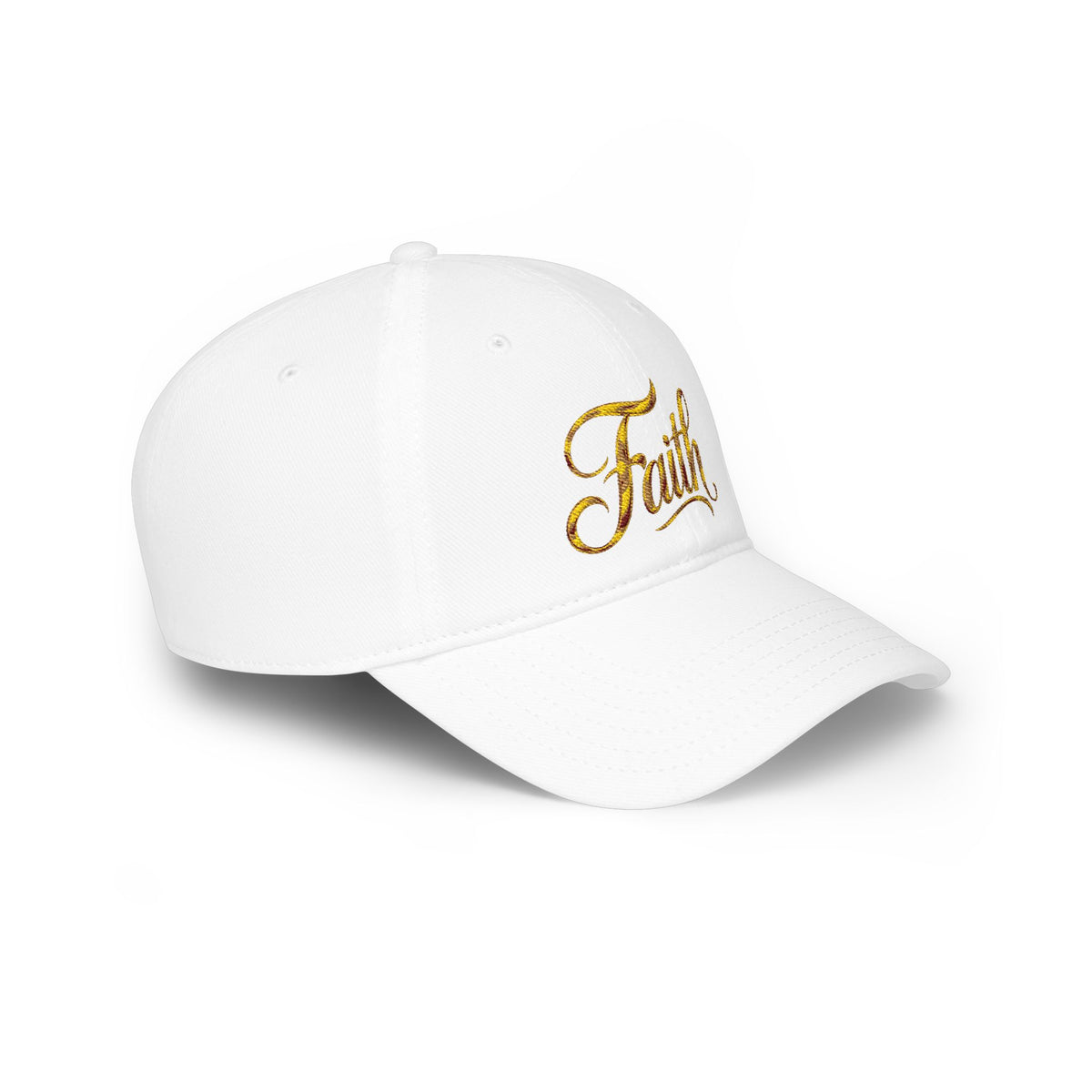 Faith Embroidered Baseball Cap - Gold Script Low Profile Hat