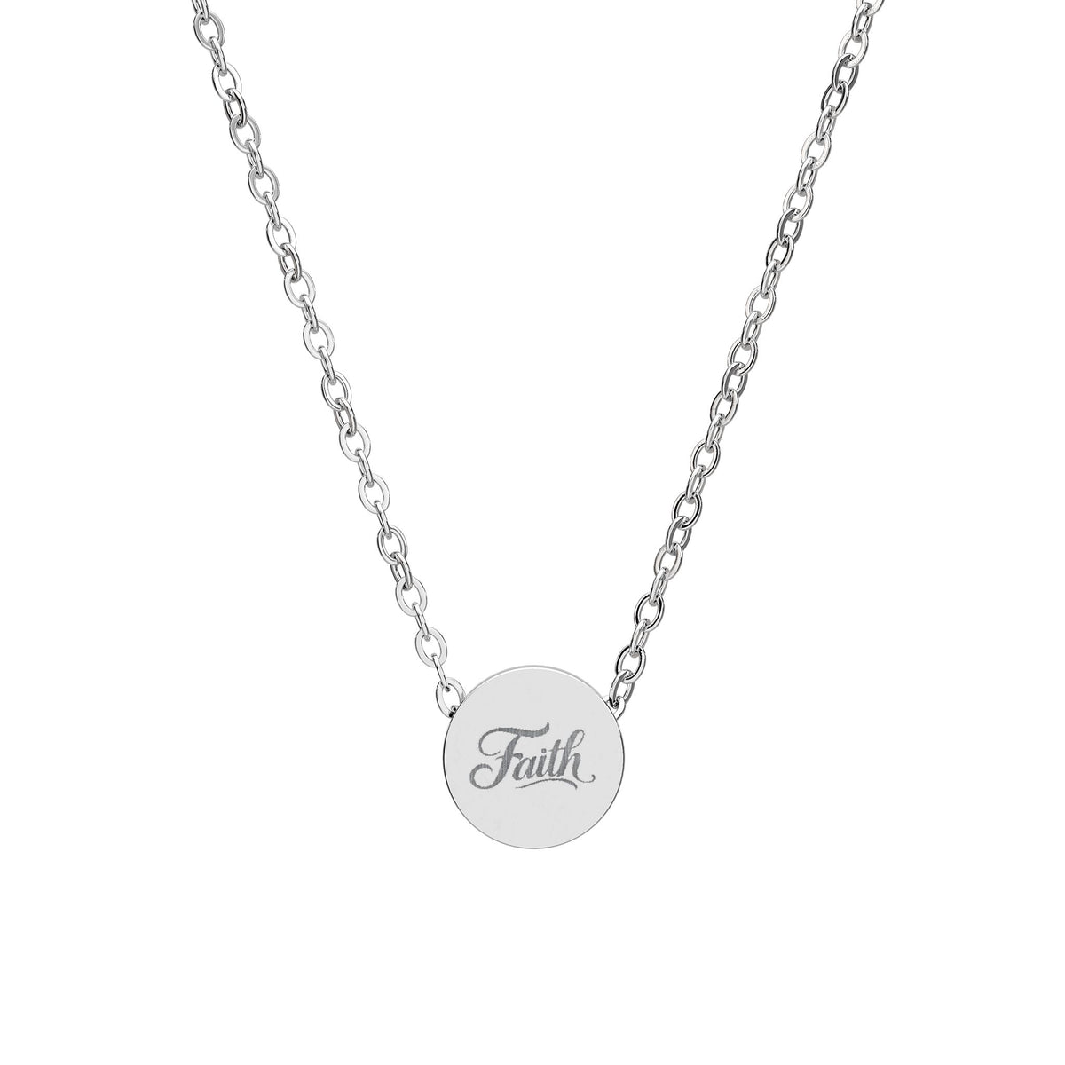 Mini Engraved Circle Necklace — Personalized 'Faith' Pendant