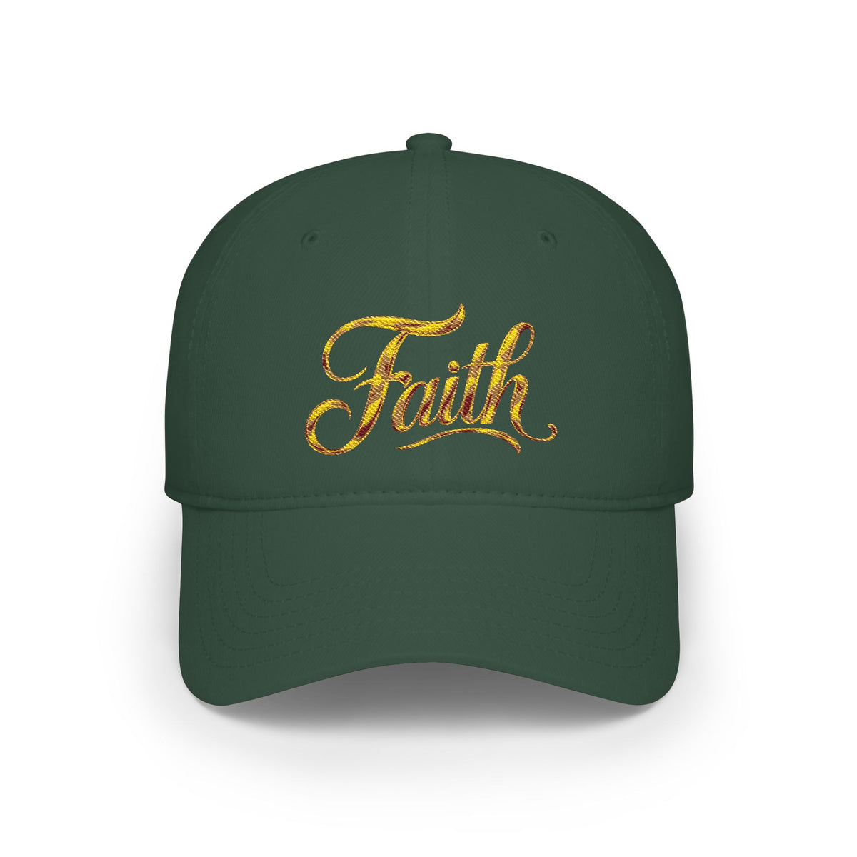 Faith Embroidered Baseball Cap - Gold Script Low Profile Hat