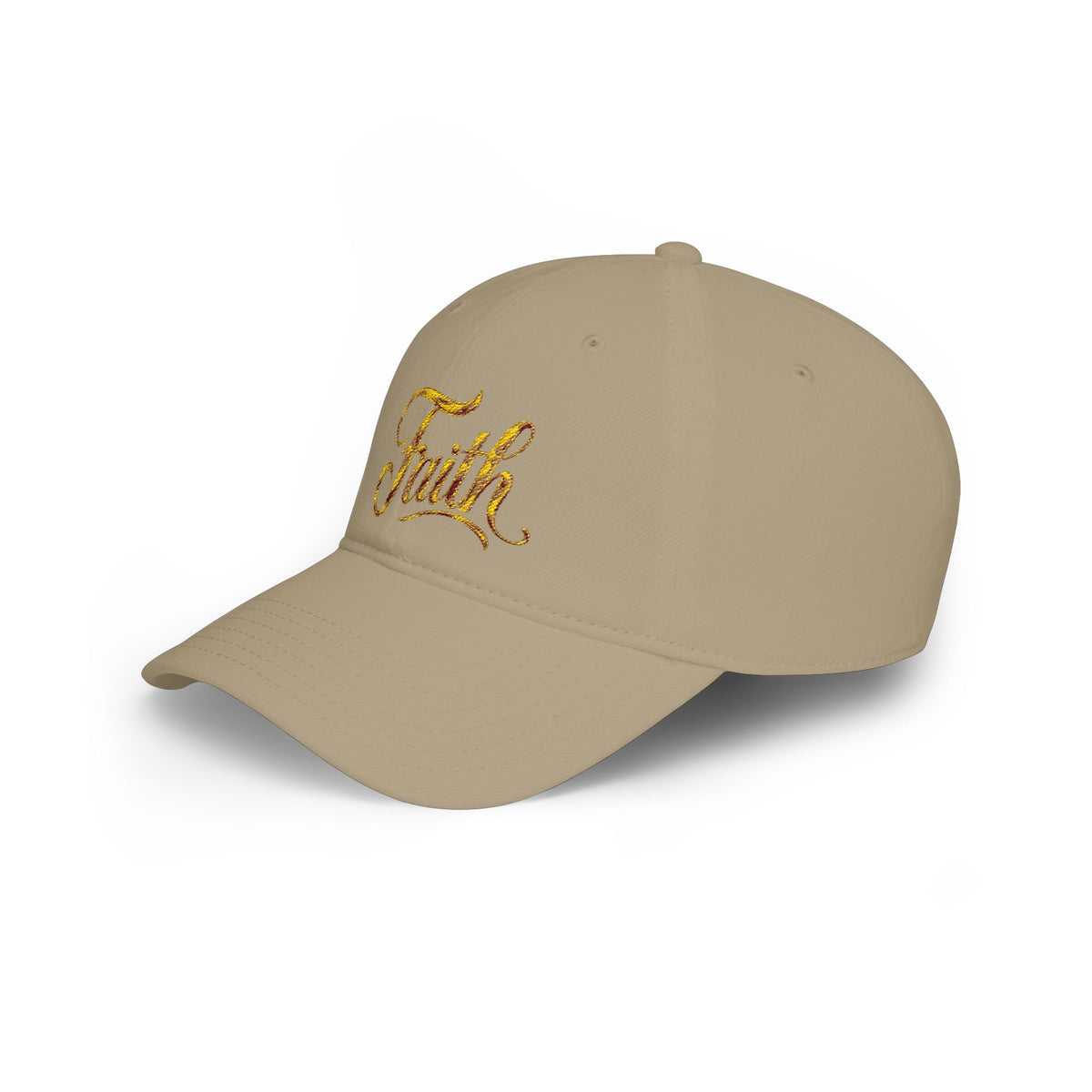 Faith Embroidered Baseball Cap - Gold Script Low Profile Hat
