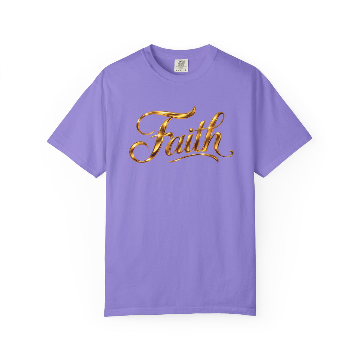 Faith Script T-Shirt — Gold Calligraphy Faith Tee