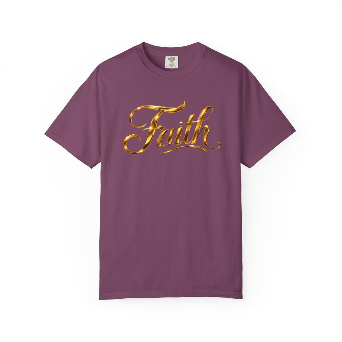 Faith Script T-Shirt — Gold Calligraphy Faith Tee
