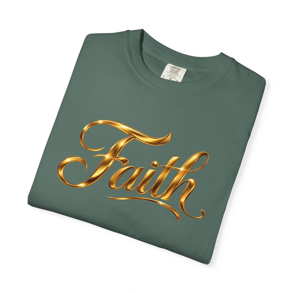 Faith Script T-Shirt — Gold Calligraphy Faith Tee