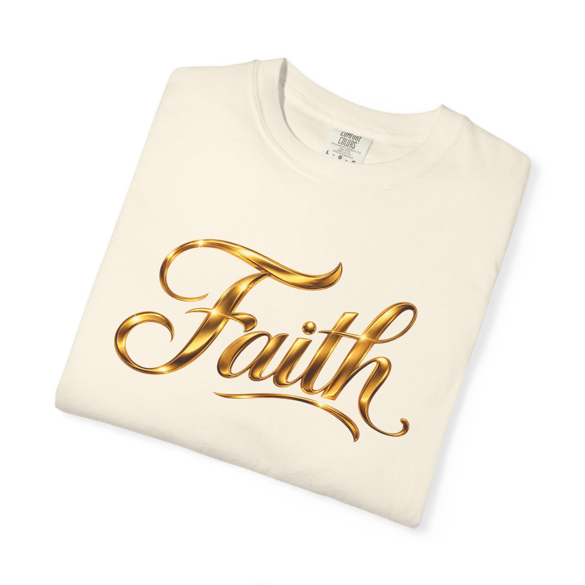 Faith Script T-Shirt — Gold Calligraphy Faith Tee