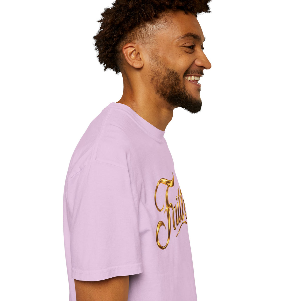 Faith Script T-Shirt — Gold Calligraphy Faith Tee