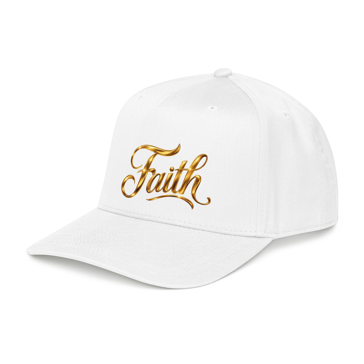Faith Embroidered Baseball Cap — Gold Script Faith Hat