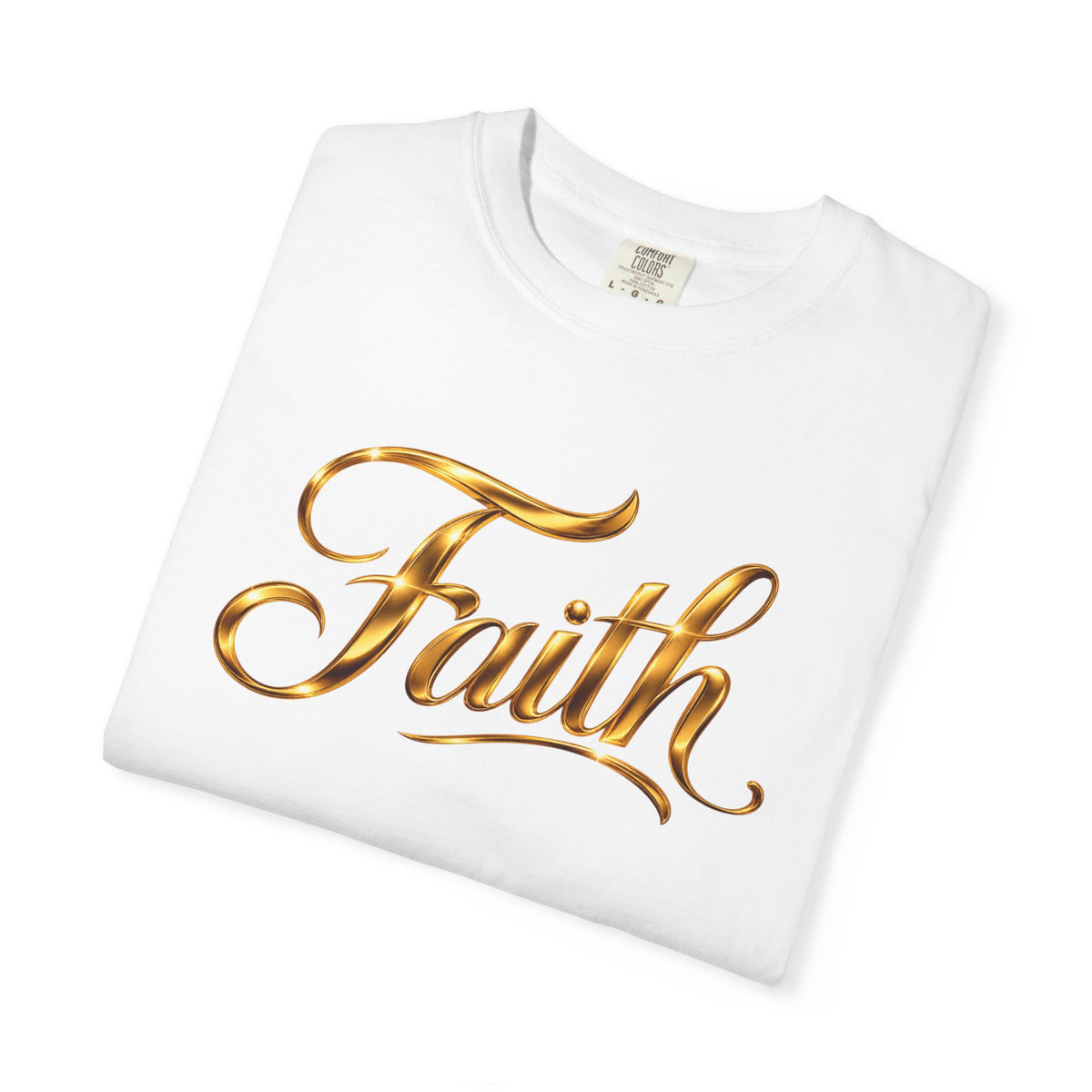 Faith Script T-Shirt — Gold Calligraphy Faith Tee
