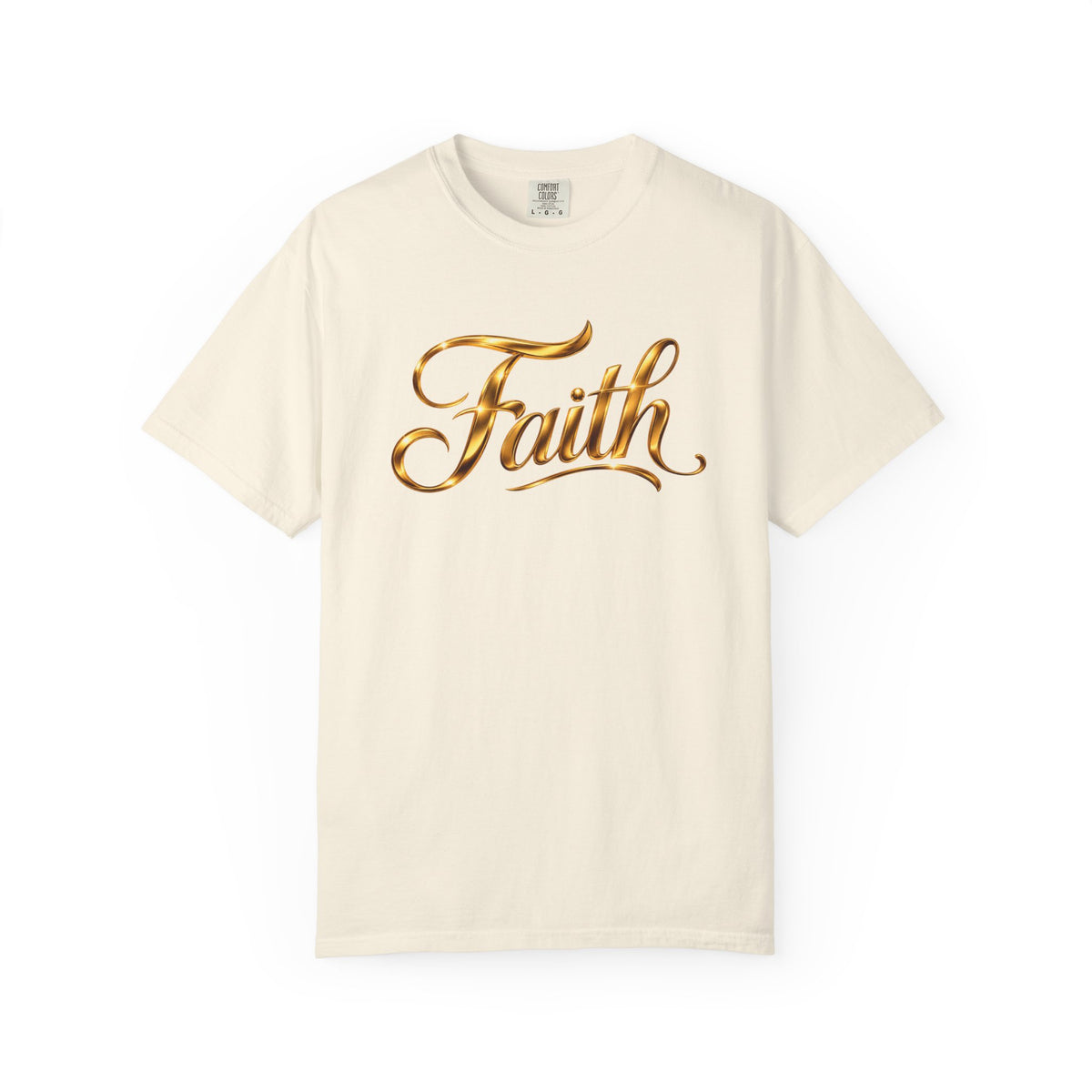 Faith Script T-Shirt — Gold Calligraphy Faith Tee
