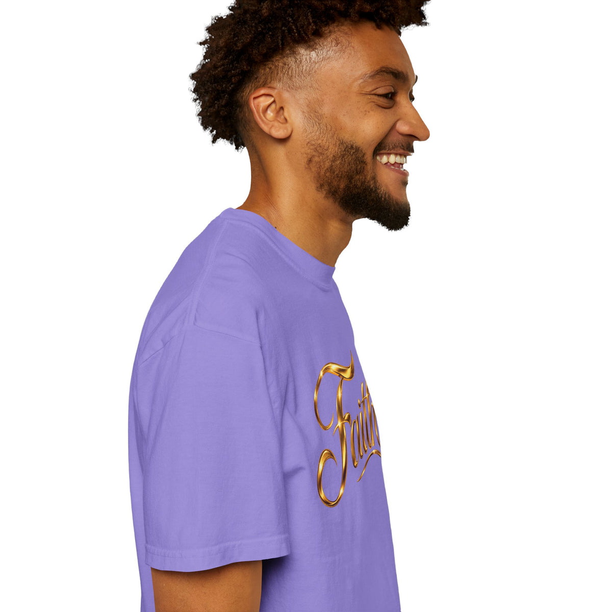 Faith Script T-Shirt — Gold Calligraphy Faith Tee