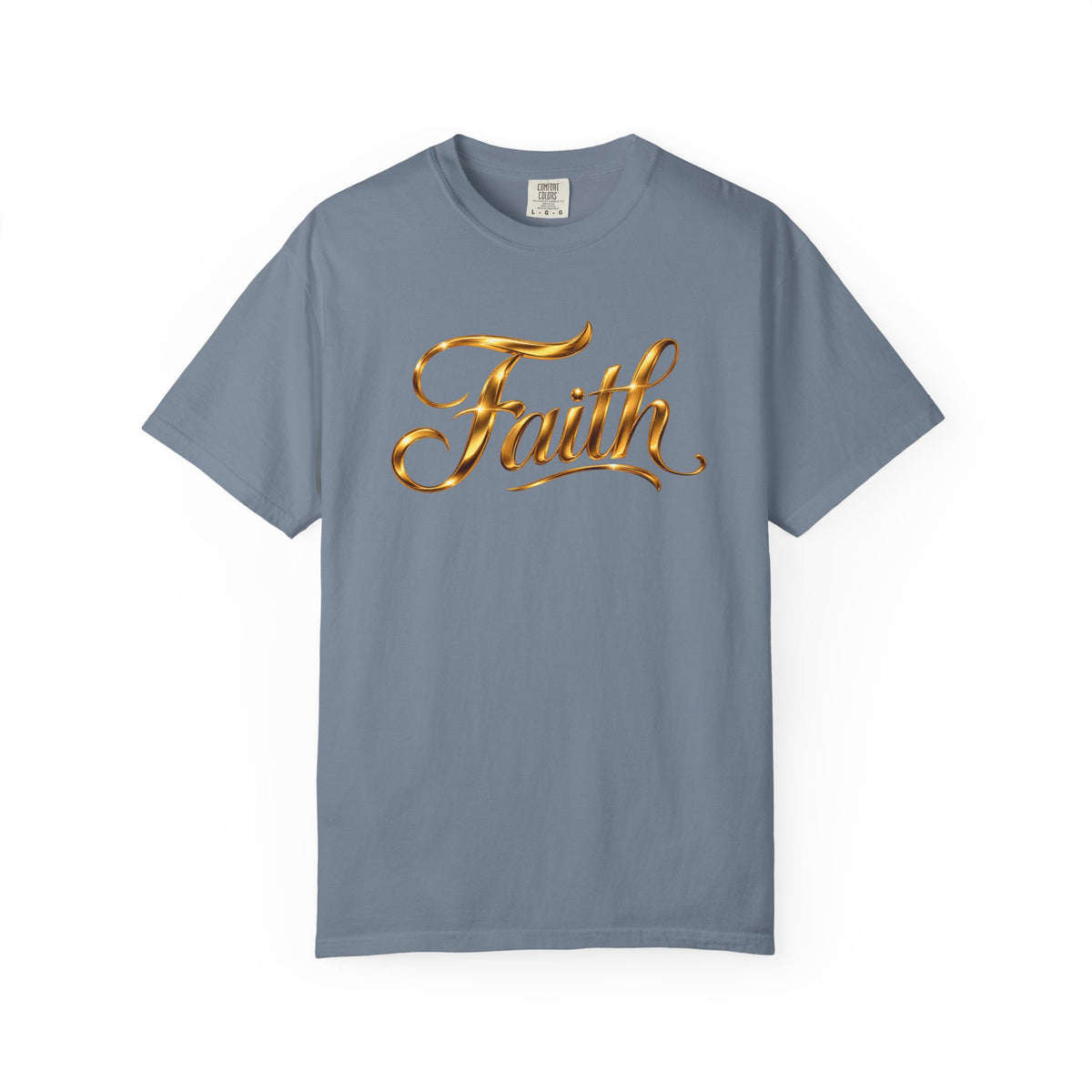 Faith Script T-Shirt — Gold Calligraphy Faith Tee