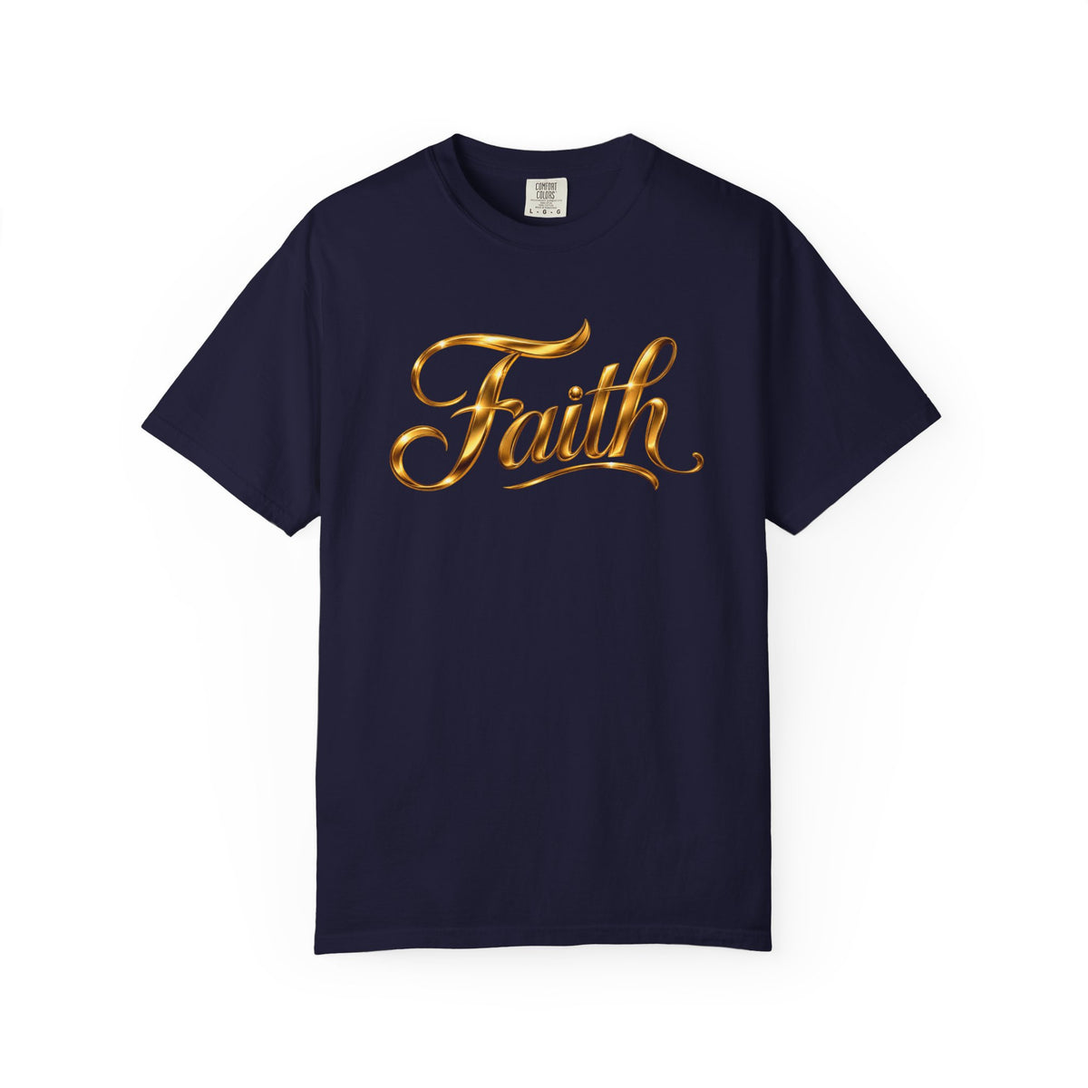 Faith Script T-Shirt — Gold Calligraphy Faith Tee
