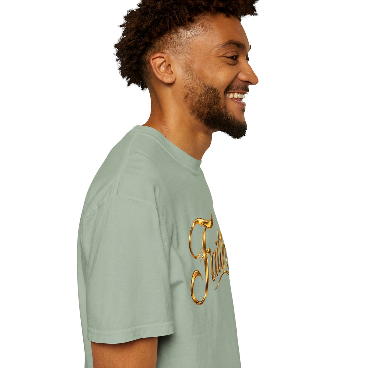 Faith Script T-Shirt — Gold Calligraphy Faith Tee