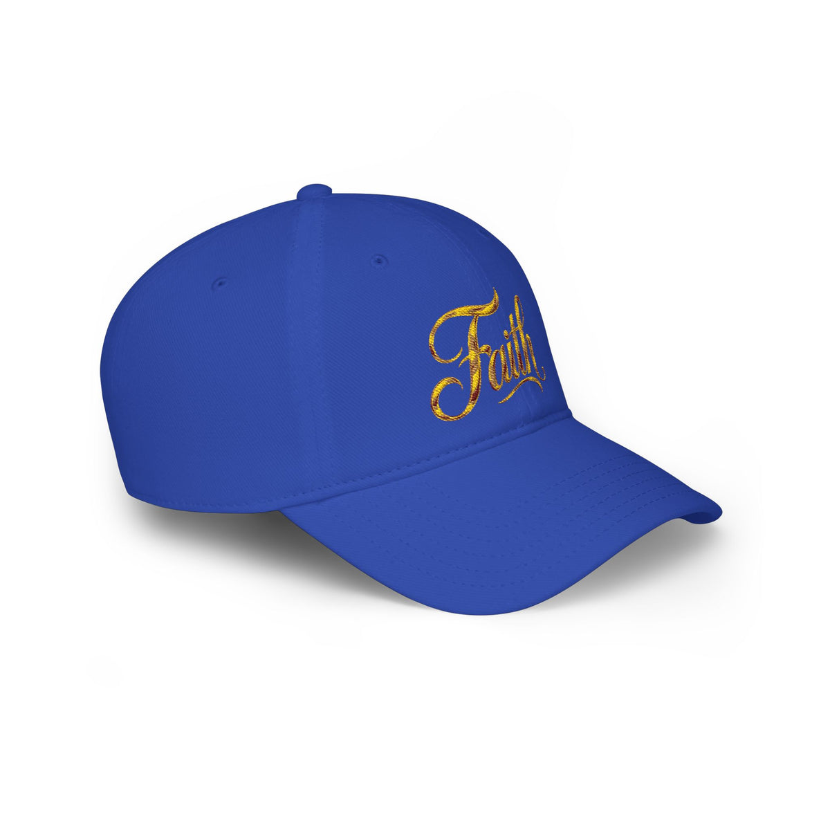 Faith Embroidered Baseball Cap - Gold Script Low Profile Hat