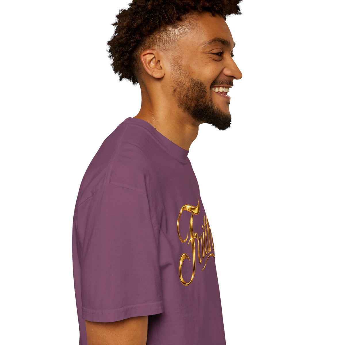 Faith Script T-Shirt — Gold Calligraphy Faith Tee