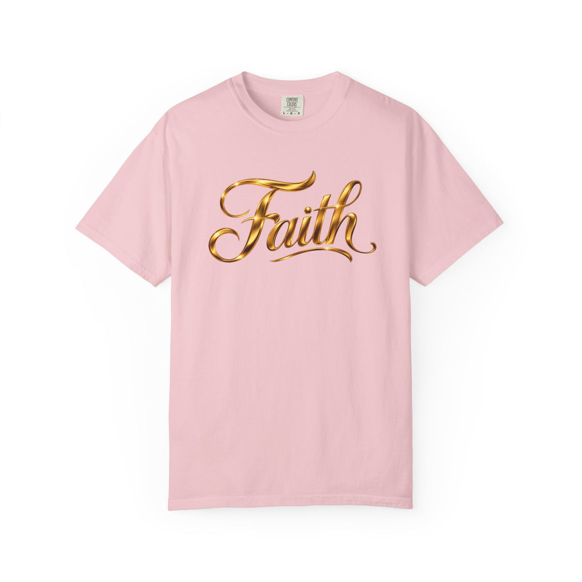 Faith Script T-Shirt — Gold Calligraphy Faith Tee