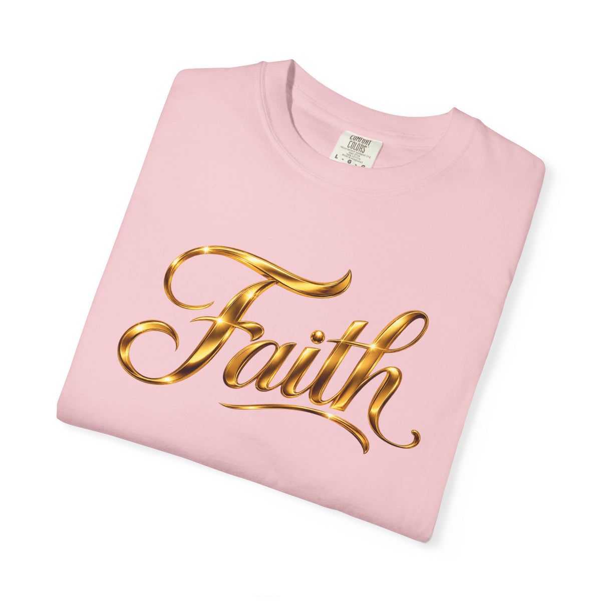 Faith Script T-Shirt — Gold Calligraphy Faith Tee