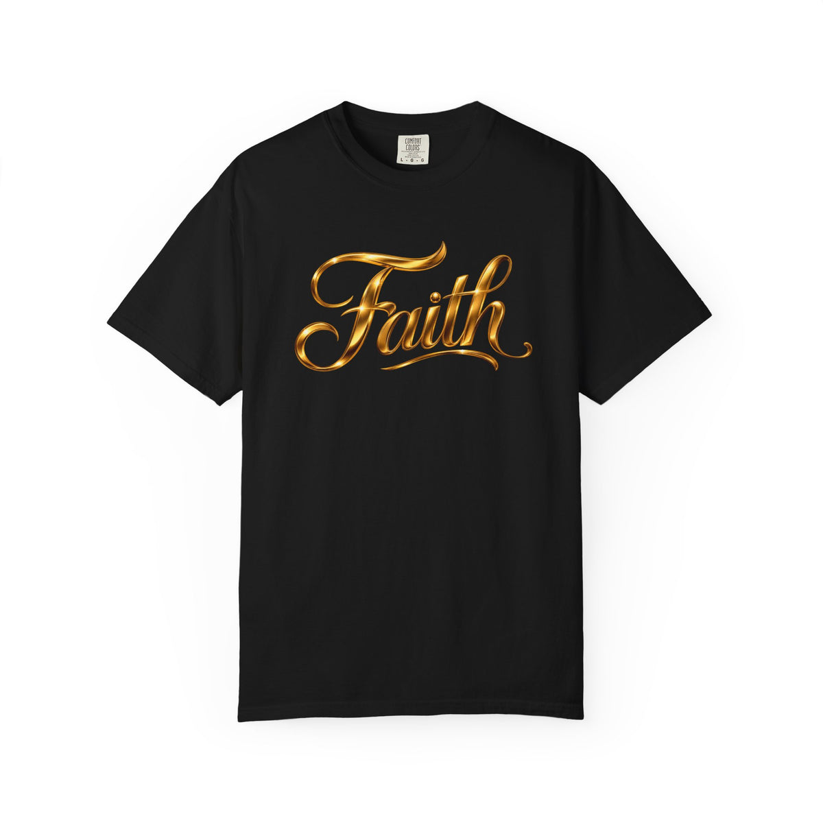 Faith Script T-Shirt — Gold Calligraphy Faith Tee
