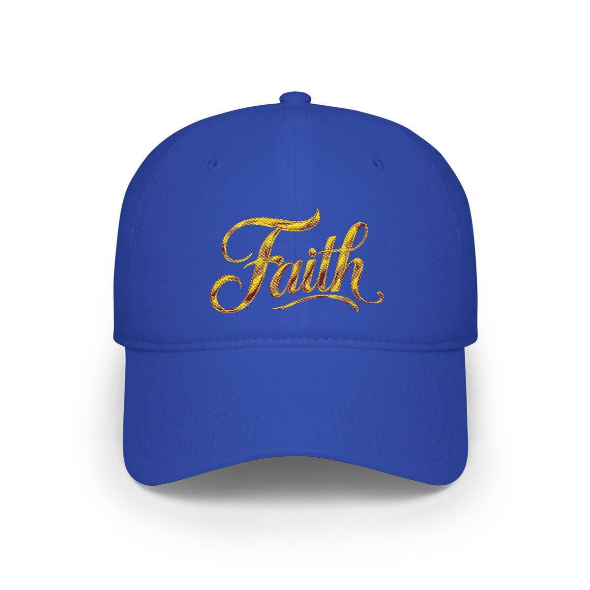 Faith Embroidered Baseball Cap - Gold Script Low Profile Hat