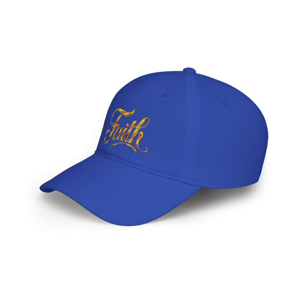 Faith Embroidered Baseball Cap - Gold Script Low Profile Hat