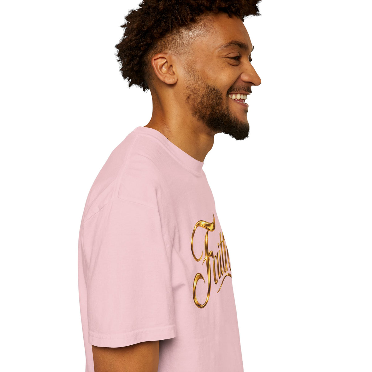 Faith Script T-Shirt — Gold Calligraphy Faith Tee