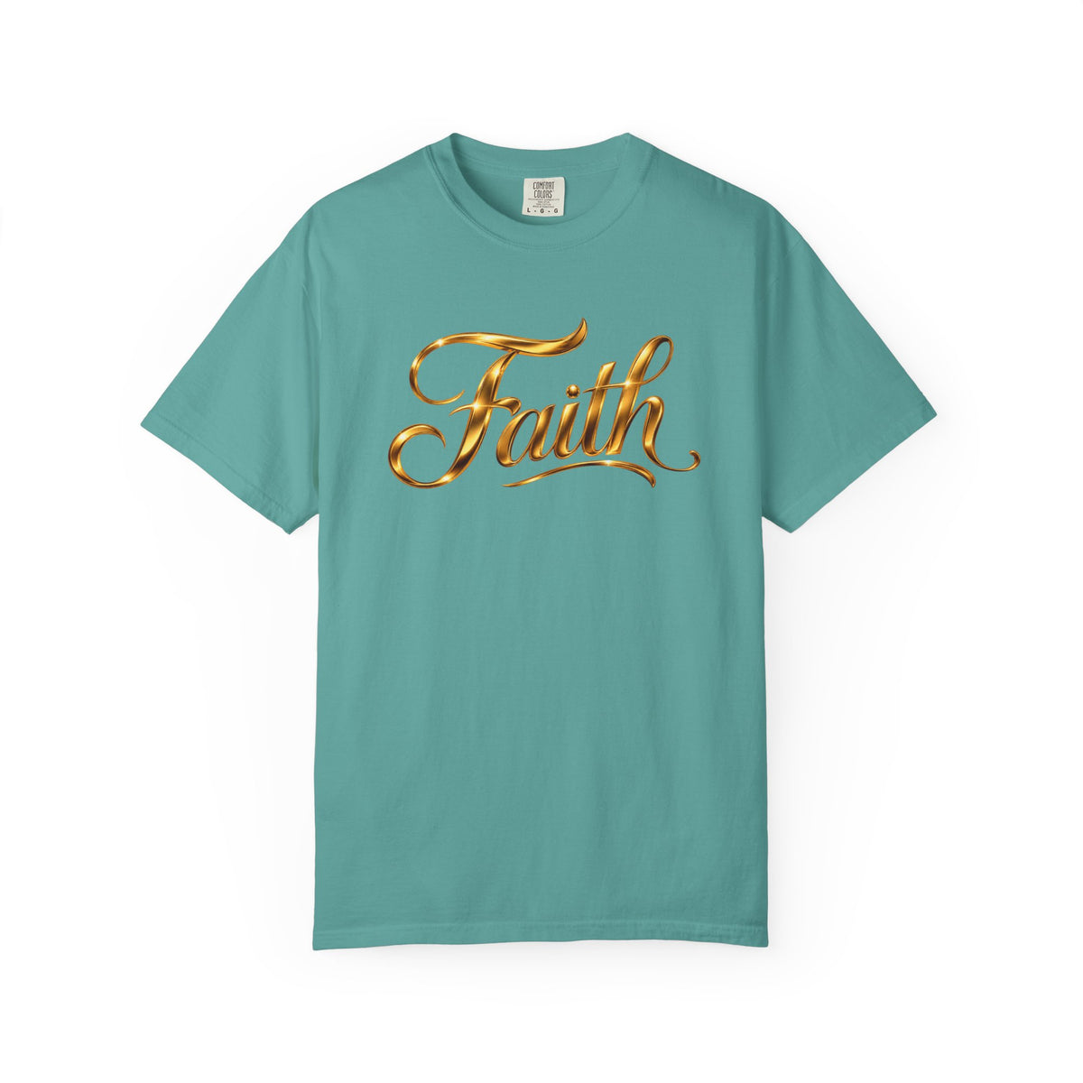 Faith Script T-Shirt — Gold Calligraphy Faith Tee