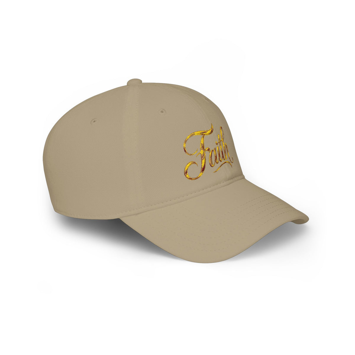 Faith Embroidered Baseball Cap - Gold Script Low Profile Hat