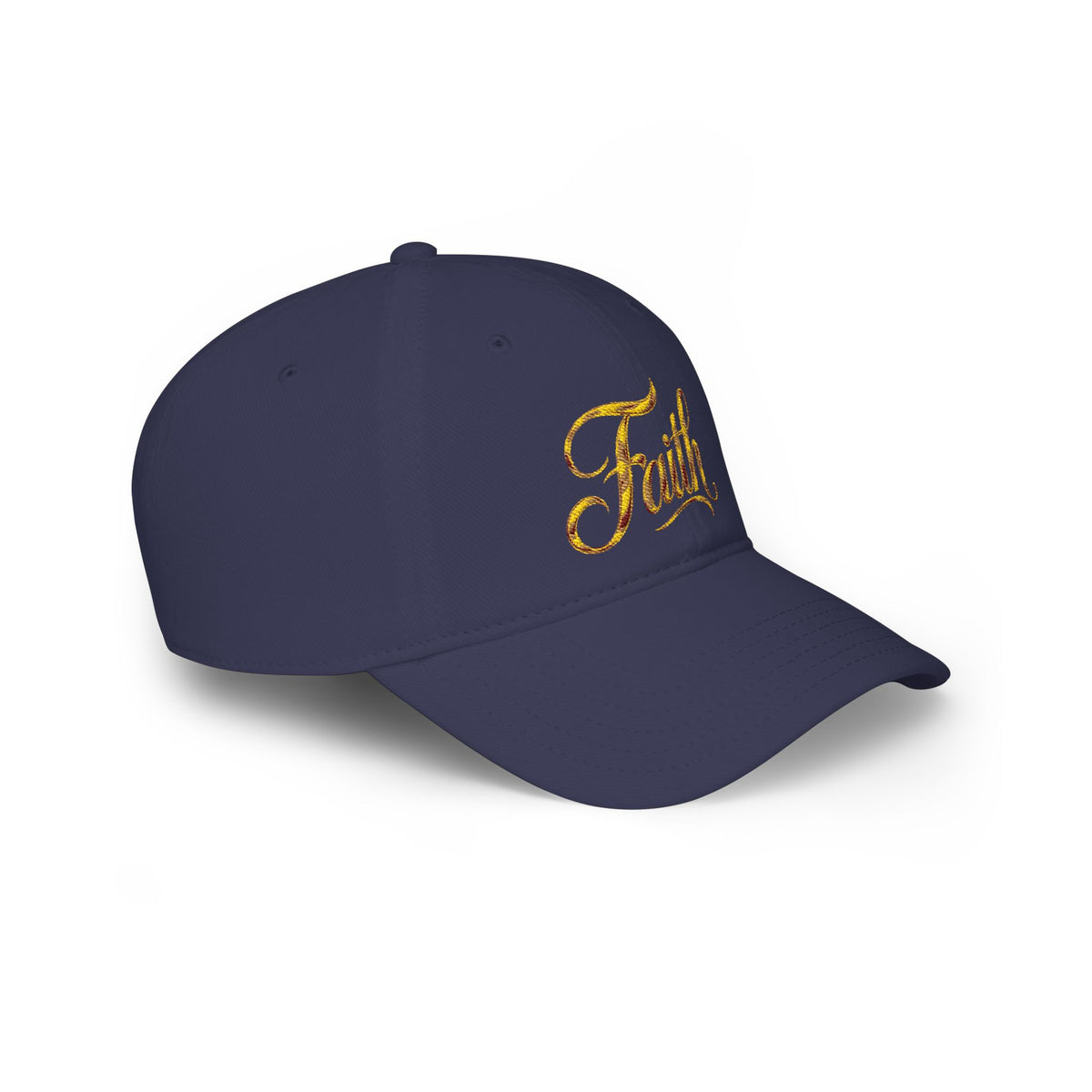 Faith Embroidered Baseball Cap - Gold Script Low Profile Hat