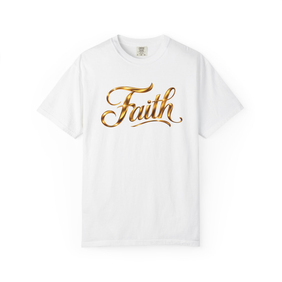 Faith Script T-Shirt — Gold Calligraphy Faith Tee