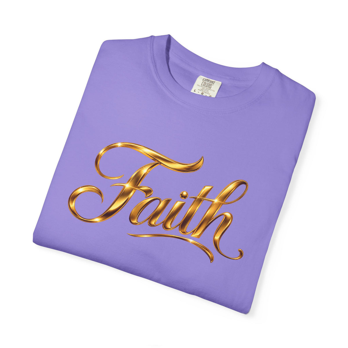 Faith Script T-Shirt — Gold Calligraphy Faith Tee