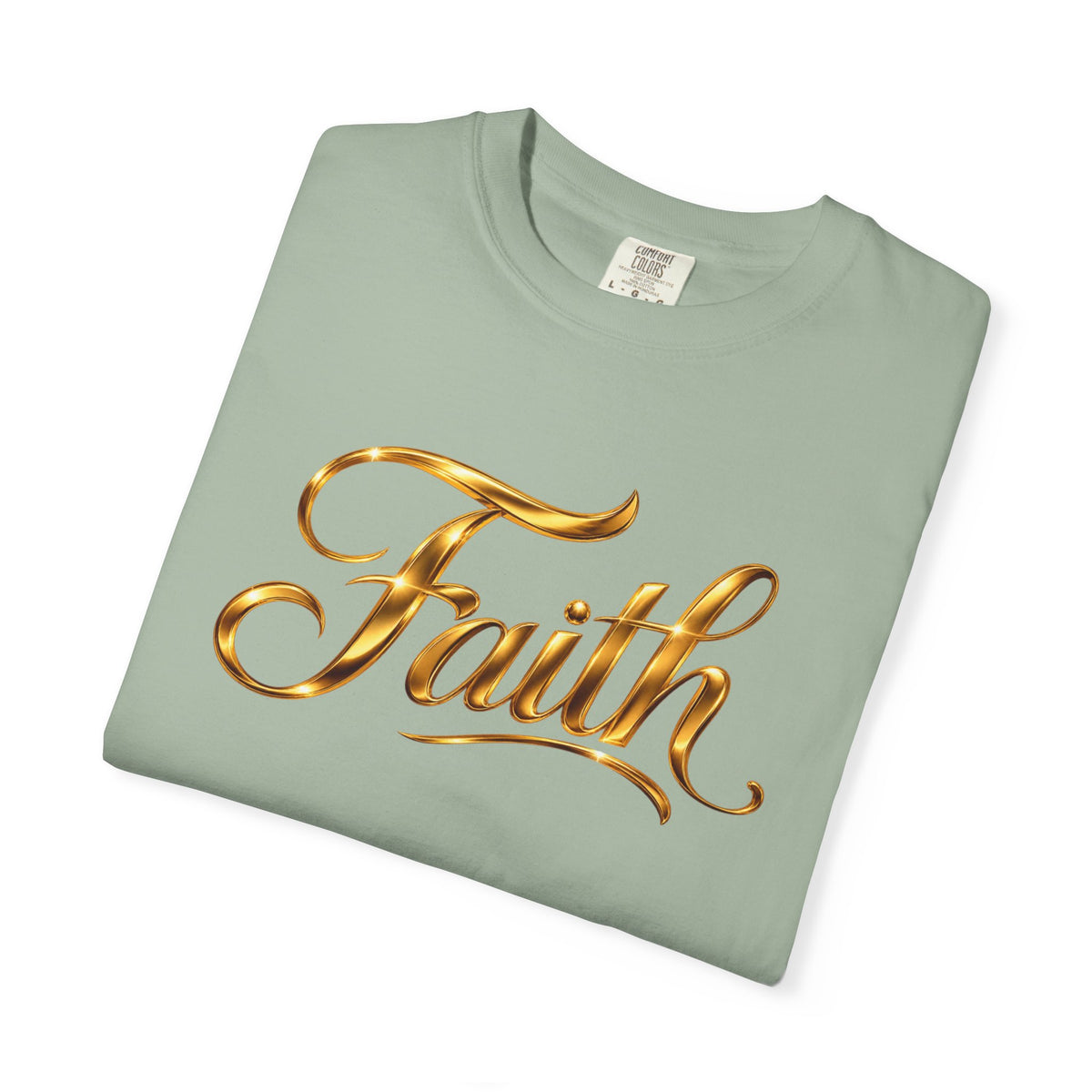 Faith Script T-Shirt — Gold Calligraphy Faith Tee
