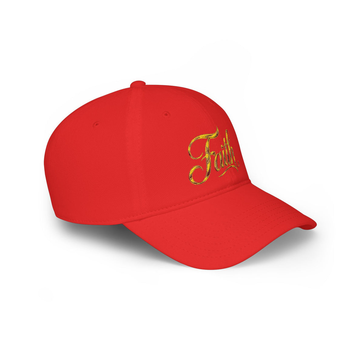 Faith Embroidered Baseball Cap - Gold Script Low Profile Hat