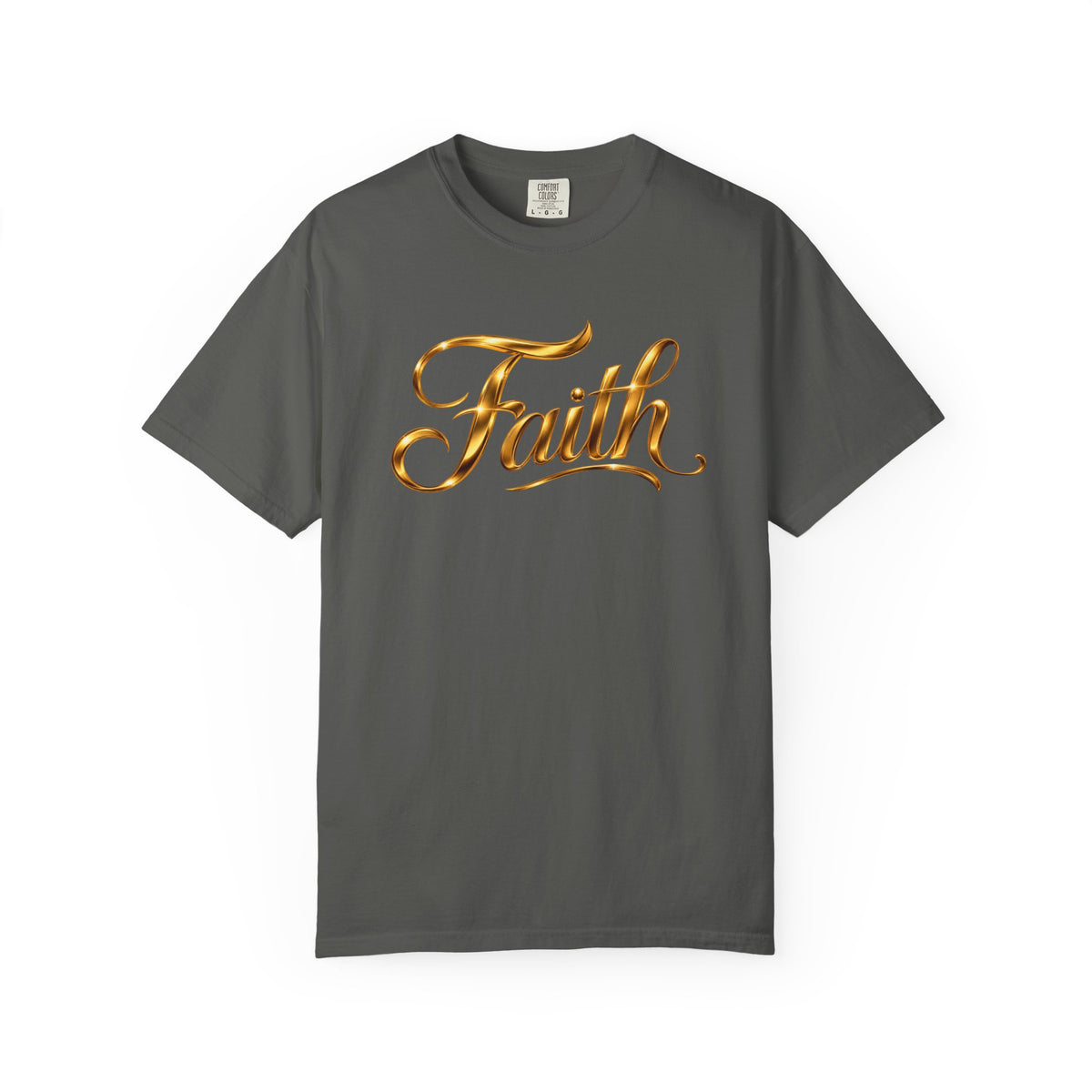 Faith Script T-Shirt — Gold Calligraphy Faith Tee
