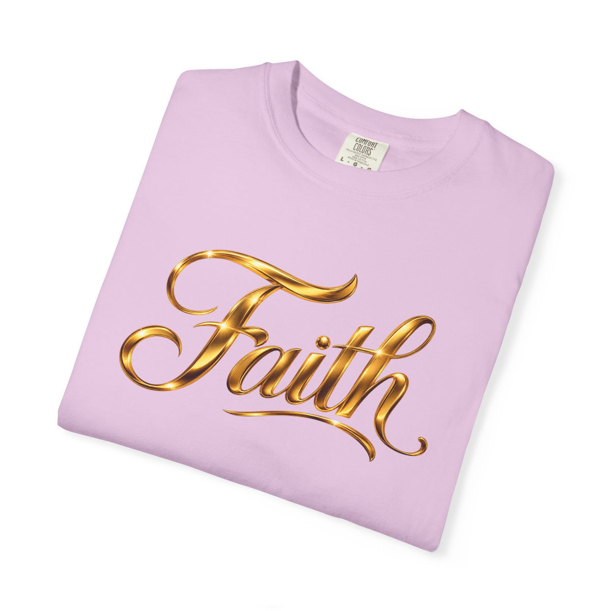 Faith Script T-Shirt — Gold Calligraphy Faith Tee