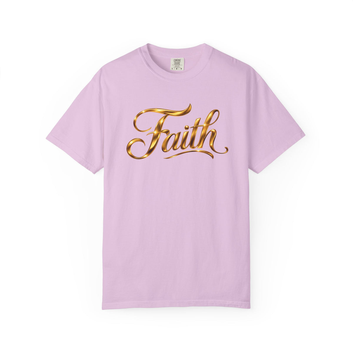 Faith Script T-Shirt — Gold Calligraphy Faith Tee